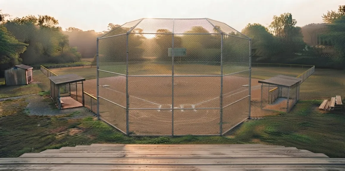 Painted ballpark at golden hour